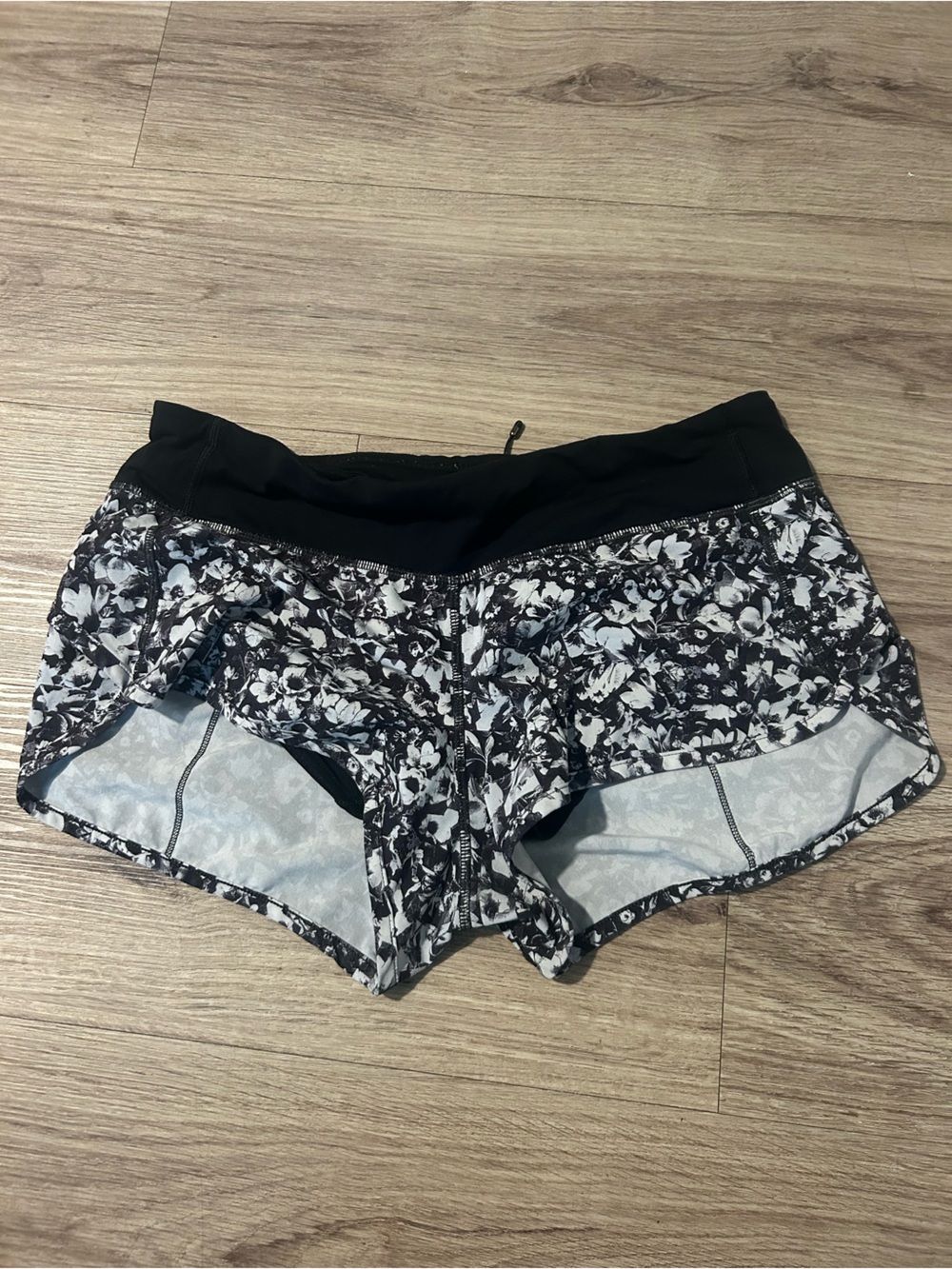 Lululemon athletica Black & White Floral running shorts